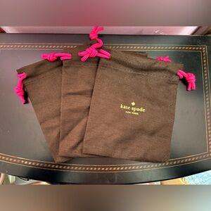 Kate Spade Brown Pouch with Pink Drawstrings